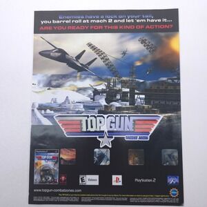 Top Gun Combat Zones Print Ad Vintage Y2K Video Game Room PlayStation 2 Retro